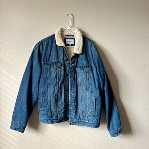 Goodfellow & Co Denim Jacket with Cream Sherpa Collar